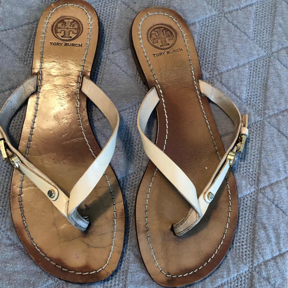 Tory Burch leather logo flip flop sandals